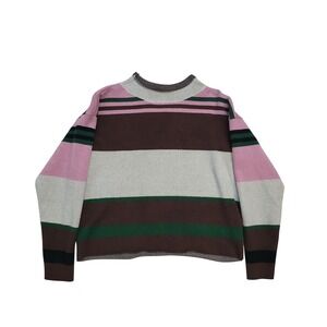 Maeve Anthropologie Womens XS Mock Neck Cropped Striped Sweater Multi-Color